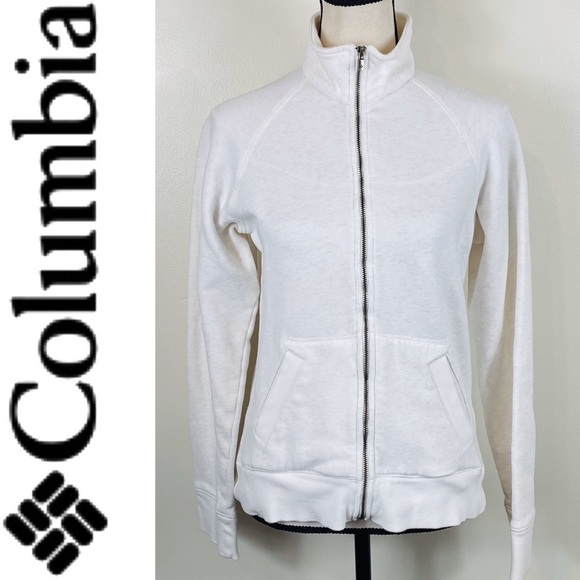 Columbia Jackets & Blazers - Columbia White Full Zip Sweatshirt Jacket Small